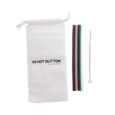 HOT BUTTON 環保矽膠吸管 21mm 4入, 1組