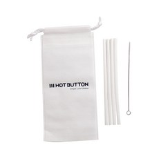 HOT BUTTON 環保矽膠吸管 21mm 白色, 1組, 4入