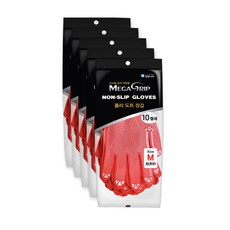 MEGA GRIP 顆粒防滑手套 M, 紅色, 5個