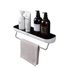 多功能浴室置物+毛巾架, 黑色, 1入