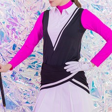 네버마인드올 사선 절개 포인트 배색카라 슬리브리스 골프 티셔츠 TS069