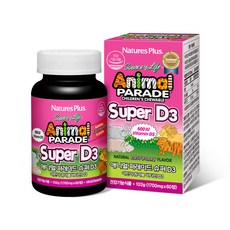 Natures Plus 孩童維他命D3咀嚼錠, 60顆, 1罐