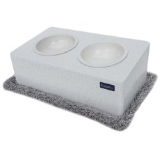 RAON PAT 寵物大理石斜面雙碗座 M號, 白色, 1入