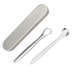 Olivo 不銹鋼舌頭清潔器基本型+孔型+收納盒套組 銀色 TOC1, 1套