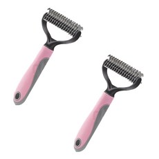 寵物掉毛毛球梳 大型, 粉色的, 2個