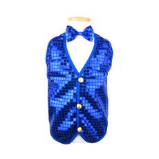 兒童亮片背心 + 領帶套裝, 藍色, 1套