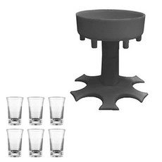 派對聚會分酒器+玻璃杯 6入組, 1套, 灰色（製造商），透明（玻璃）