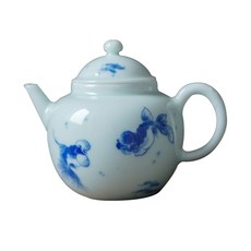 京德珍青花茶壺茶壺, 白+藍, 200毫升
