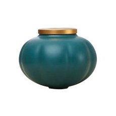 南瓜瓷茶罐+蓋子套組, 孔雀綠, 1套