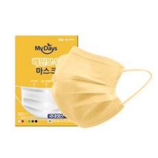 마이데이즈 MB필터 레인보우 일회용 컬러 덴탈 마스크 중형 M, 30개입, 1개, 머스타드카멜