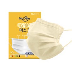 마이데이즈 MB필터 레인보우 일회용 컬러 덴탈 마스크 일반형 L, 30매입, 1개, 옐로우아이보리, 대형