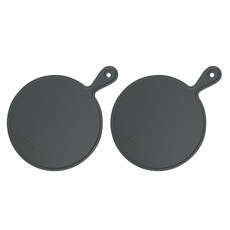 Puko 矽膠 圓形矽膠隔熱鍋墊, 灰色, 2入