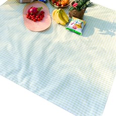 PVC野餐防水露營野餐墊, 格紋綠色