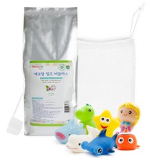 Yecomam 泡泡沐浴粉袋裝 茉莉味 1kg+LED沐浴玩具 7種 隨機發貨+小網袋, 1組