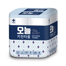오늘 펄프 키친타올 2겹 125매, 4개입, 1개