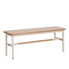 디자인유닉 라운드 끌레어 실내벤치 1190, 네추럴(상판) + 화이트(다리)