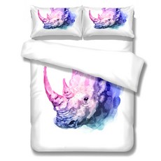 Artwick 犀牛被套 + 枕頭套 2件組, 混和色