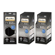 블루나 숨쉬기편한 KF94 패션 황사방역마스크 대형, 30개입, 2개, 블랙