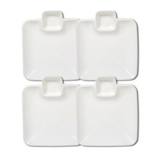 雙格方形上菜盤, 白色, 單品, 4個