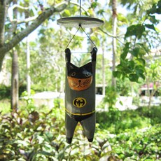 Moico 角色偽裝貓咪木製降落傘吊飾玩具, 黑色, 1個