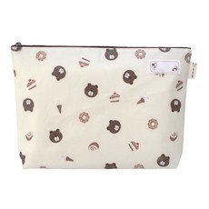 ShuShuRoom 雙面防水便當袋, 1個, 熊 + 米白色