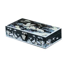茶室雙鶴1層螺鈿盒 黑色, 1個