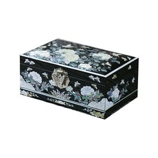 木製雙層首飾盒 L號 黑色, 1組