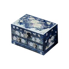 Ttassumbang抽屜螺鈿珠寶盒 牡丹 藍色, 1個