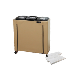 回收箱3層+塑膠袋 3入, 1套, 米色