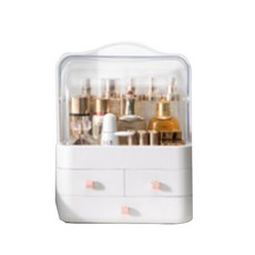 頂級 TCR 簡約化妝品收納盒 白色 粉色 M, 1個