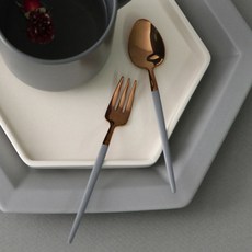 ssueim Mariebel茶匙+叉子組 藍灰色, 1套, 4p 茶匙 + 4p 茶叉