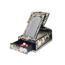 白色玫瑰鏡子螺鈿寶石盒, 1個