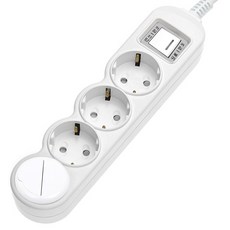 環保電源分接器 LED 通用主過載阻斷多分接器 4 端口 EPM-L304 + 安全蓋隨機發貨, 4.5m, 白色, 1個