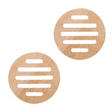 acacia home 木製圓形隔熱墊, 木頭色, 2個