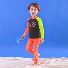 GOING KIDS 童款撞色防曬泳衣+緊身長泳褲組