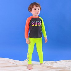 GOING KIDS 童款撞色防曬泳衣+緊身長泳褲組