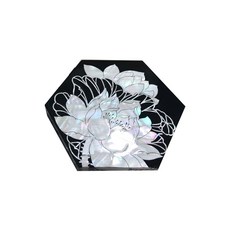 高級時尚螺鈿茶杯墊, 黑+白