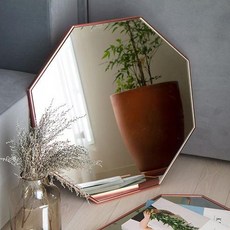 아트유 마벨 정팔각 욕실 인테리어 벽거울 60 x 60 cm, 로즈골드