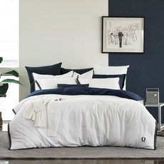 HEIMa logo刺繡雙色被單, 白色