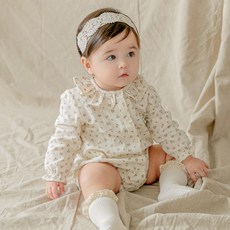 LITTLE TINI 荷葉領印花包屁衣+髮帶