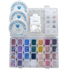 Angongsa THE BEADS 串珠戒指 手鍊 製作套組 口罩掛繩 水晶 原石 工藝 材料組 H-type + 彈力線 0.4mm + 魚線 0.4mm 2入, 混合顏色, 1套