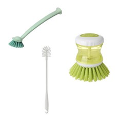 IKEA 宜家家居 RINNIG 洗碗機刷 + TARTSMET 洗碗機分配器 + MEDELVAG 瓶刷套組, 綠色（洗碗刷），綠色（洗碗刷），白色（瓶刷）, 1套