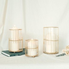 Cosette金色框玻璃燭台 L, 單色