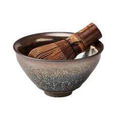 乾曜銀釉茶碗 360ml, 棕色+黑色+銀色, 1個