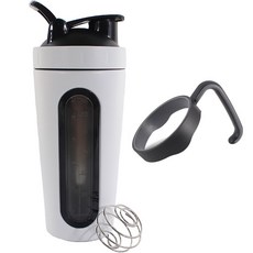 KU SPORTS 不鏽鋼搖搖杯 運動水瓶 + 手把, 霧面白色, 1個