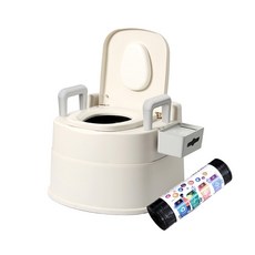 이동식 좌변기 팔걸이형 + 위생롤, 아이보리, 1세트