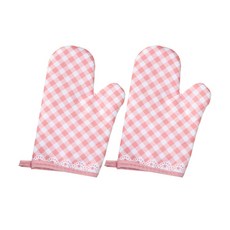 基本格紋烤箱手套, 粉色的, 2個