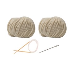 허니멜로 왕골지 비니 대바늘 뜨개질 DIY 초보자 패키지, 1세트, 아이보리