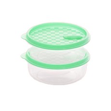 sillymann 可微波圓形保鮮盒 370ml, 綠色, 2個