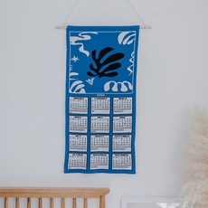 LIVING&LIFE 生活與生活 2021 年藍色龜背竹面料里拉日曆, 混色